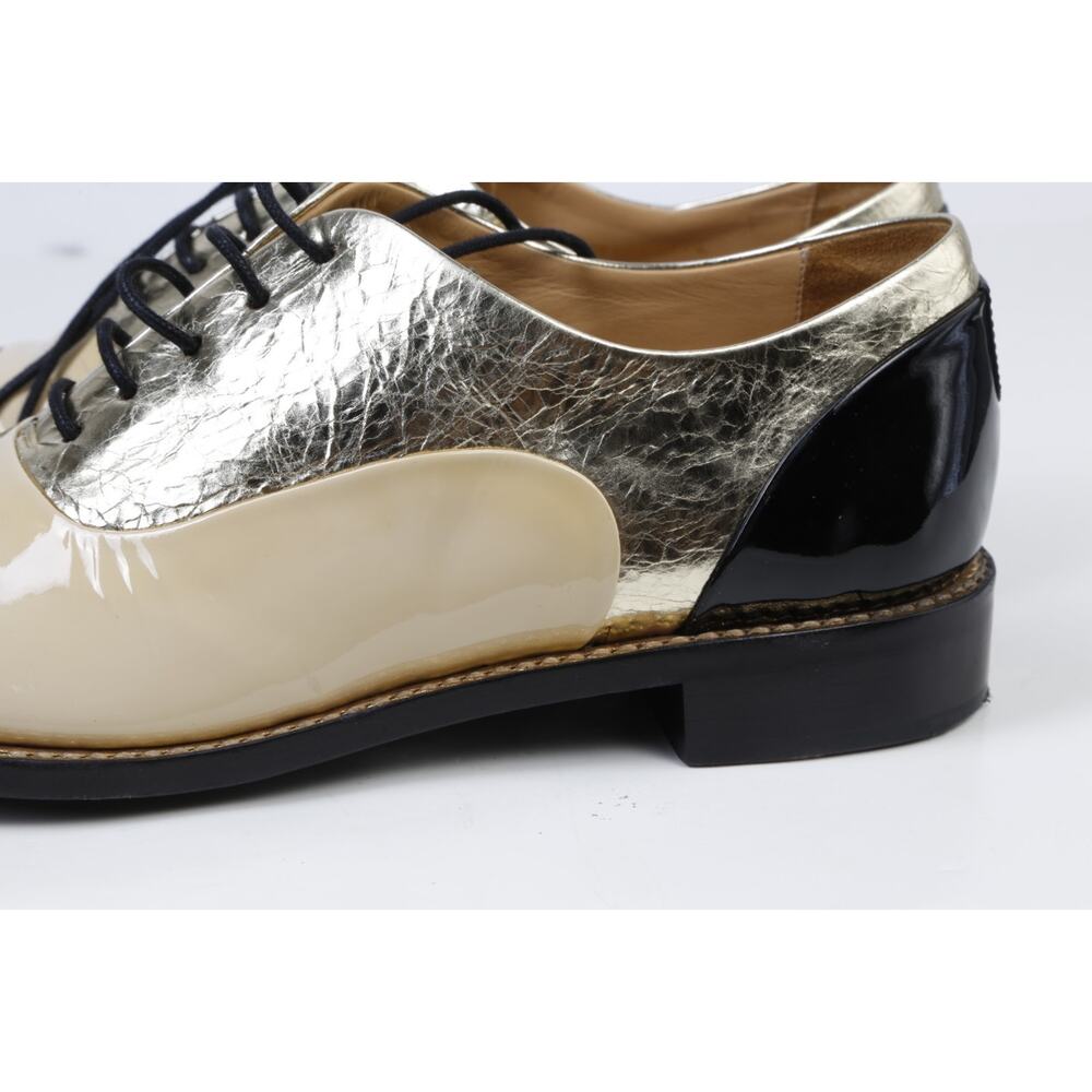 The Office OF Angela Scott Oxfords 38.5 Mr Colin Patent Nude Metallic Leather - Picture 8 of 16